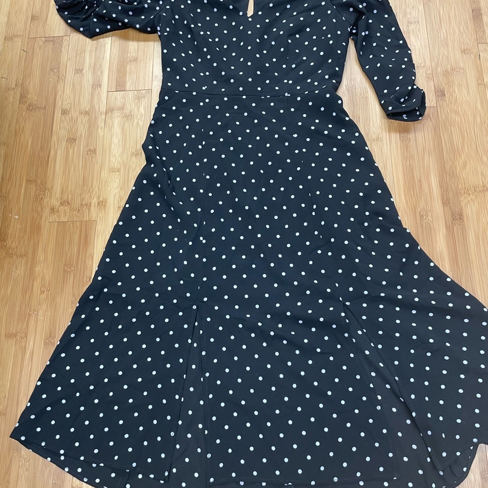 Eliza J- Elegant Black Polka Dot Dress